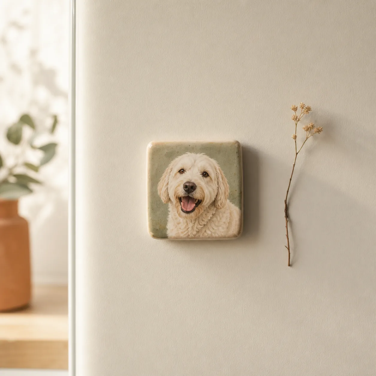 Ceramiczne magnesy ze zdjęciami na lodówce