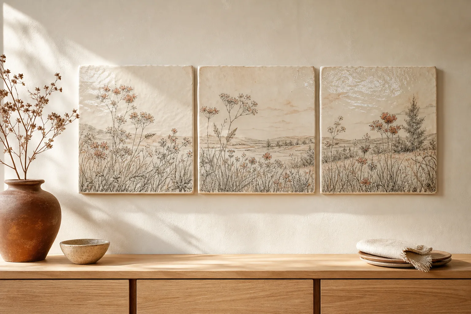 Tryptyk ceramiczny z trzema rodzinnymi zdjęciami